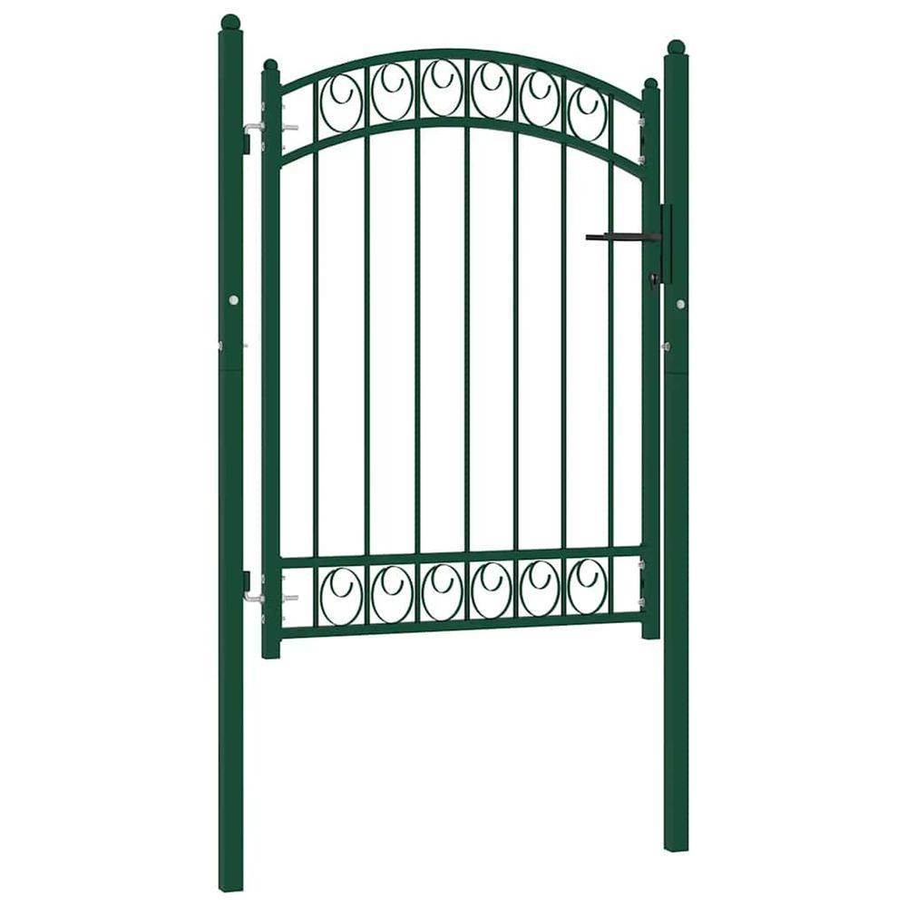 Portail de clôture emmen avec partie supérieure cintrée en acier 100 x 98,5 cm vert