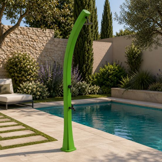 Douche solaire verte en polystyrene hd 226 cm 25l accessoires noirs