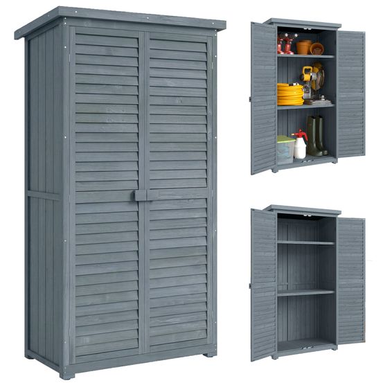 Cabanon de jardin bois sapin extérieur avec toit incliné et 2 étagères 87x46cm gris - comfortxl outdoor living