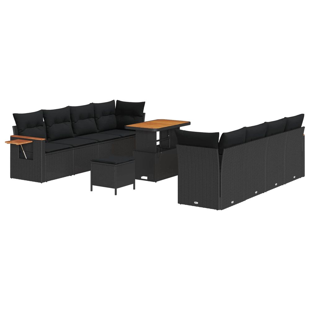 Ensemble de canapé de jardin 11 pc noir polyrotin