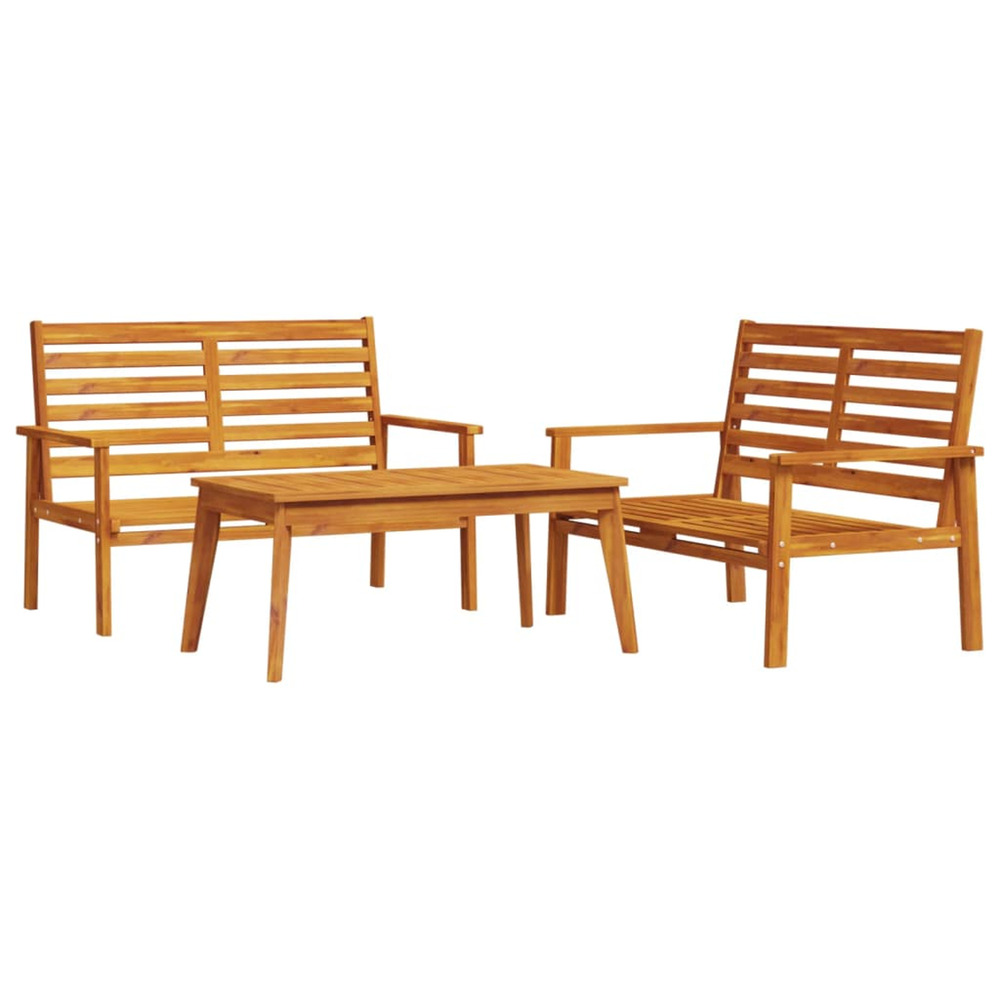 Ensemble de salon de jardin 3 pcs bois d'acacia solide