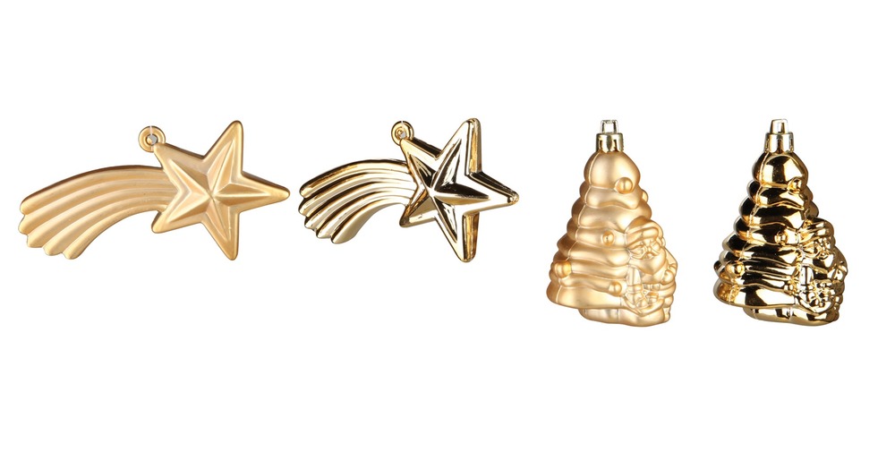 4 boules de sapin de noel et etoile or