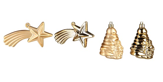 4 boules de sapin de noel et etoile or