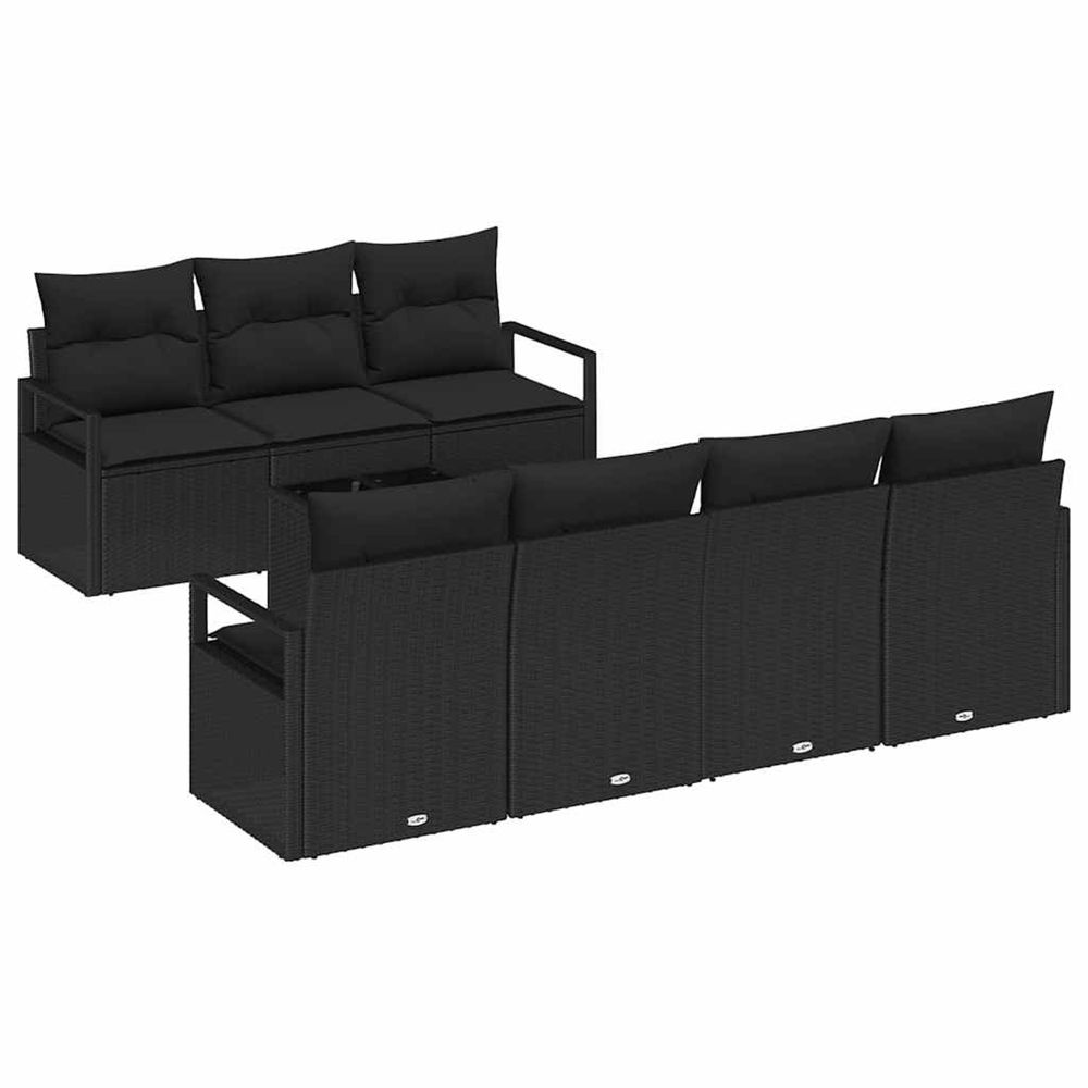 Ensemble de canapés 8 pc 7-nombre de places noir polyrotin