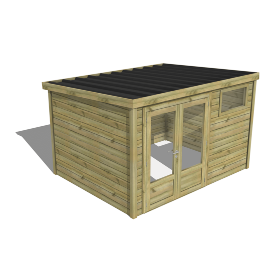 Abri de jardin bois pin traité autoclave 27mm - essentiel - 3,44x2,64m / 9m2 - bac acier - abri français