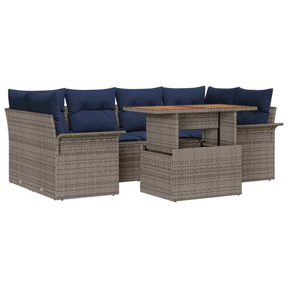 Ensemble de canapé de jardin 7 pc gris poly rotin
