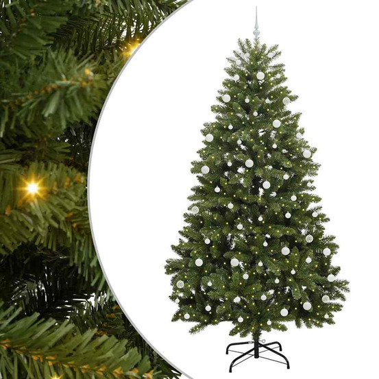 Sapin de noël artificiel avec 300 led vert 270 cm pvc et métal