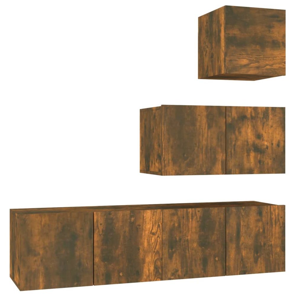 Ensemble de meubles tv 4 pcs chêne fumé bois d'ingénierie