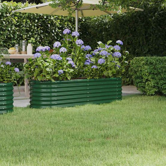 Grand carré potager ovale acier galvanisé potager vert 152x40x36 cm