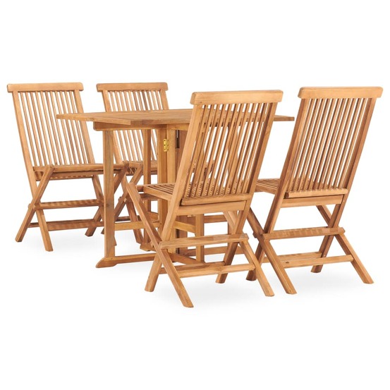Ensemble à manger d'extérieur pliable 5 pcs bois solide de teck