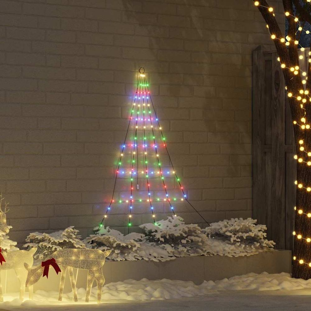 Arbre de noël led en métal avec piquets pour jardin multicolore 180 cm