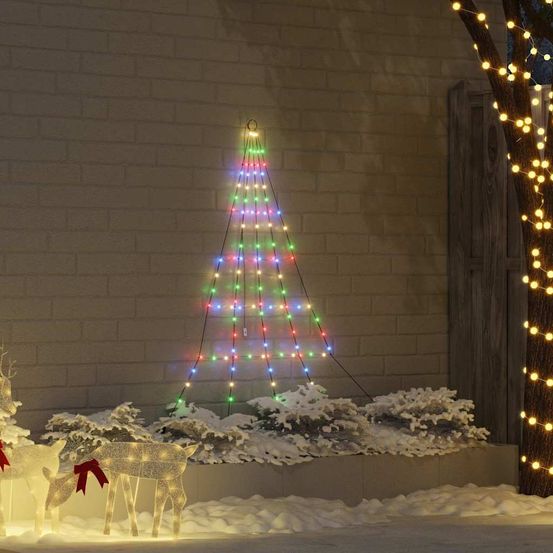 Arbre de noël led en métal avec piquets pour jardin multicolore 180 cm