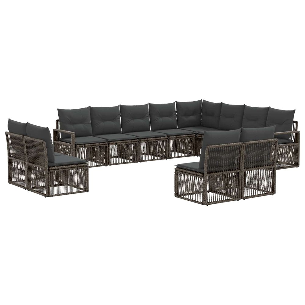 Ensemble de canapé de jardin 12 pc gris polyrotin
