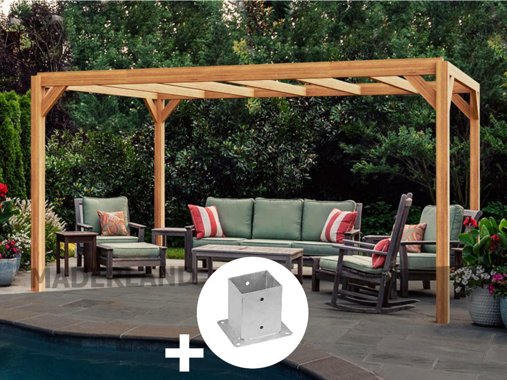 Pergola en bois lamellé-collé lille 700 x 300 cm + 6 supports poteaux