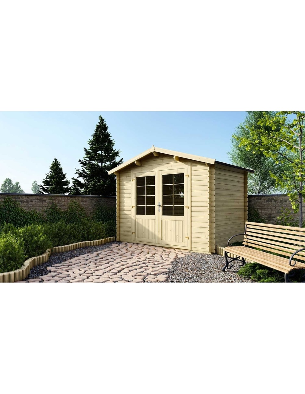 Abri de jardin en bois - 6m2 - 3x2m - ep. 28mm - couleur: naturel - dom420 - altanka