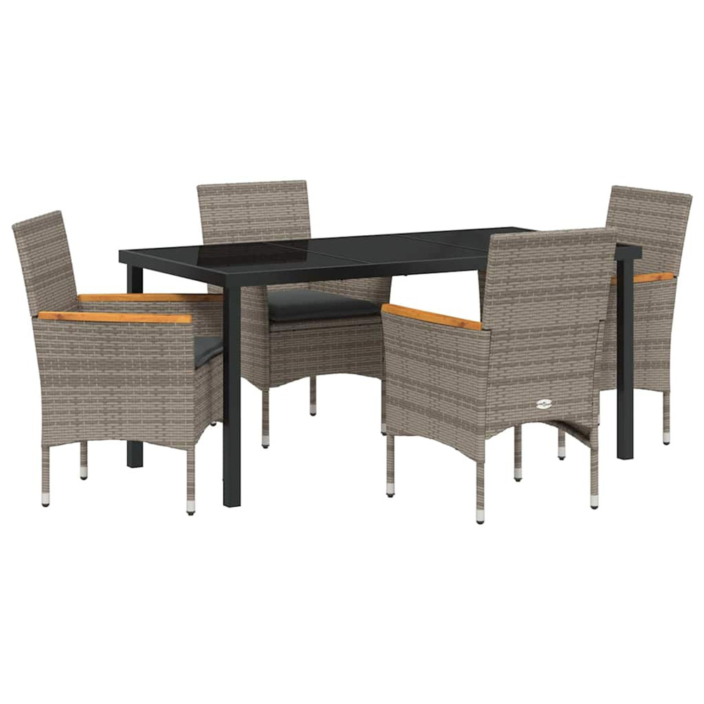 Ensemble de salle à manger pour jardin 5 pcs gris polyrotin