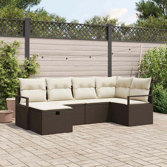 Ensemble de canapé de jardin 6 pcs marron poly rotin