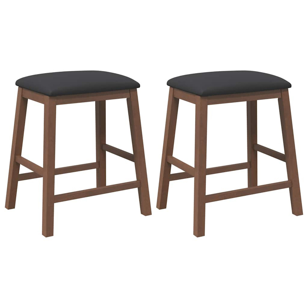 Chaises de bar avec coussins 2 pcs marron bois massif d'hévéa