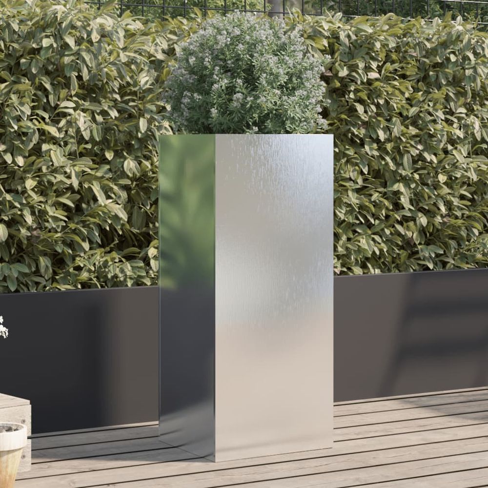Jardinière haute acier inoxydable aménagement extérieur cadre robuste 75cm argent