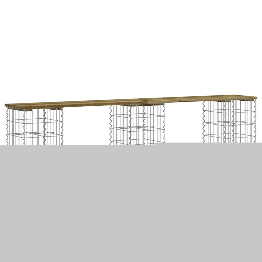Banc de jardin design gabion 203x31x42 cm bois de pin imprégné