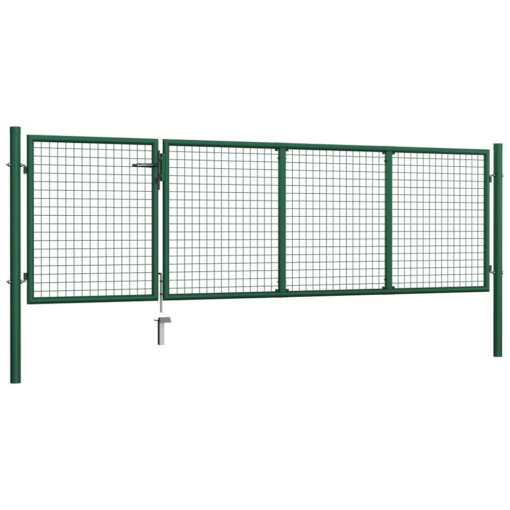 Portail de jardin en acier vert 350 x 100 cm
