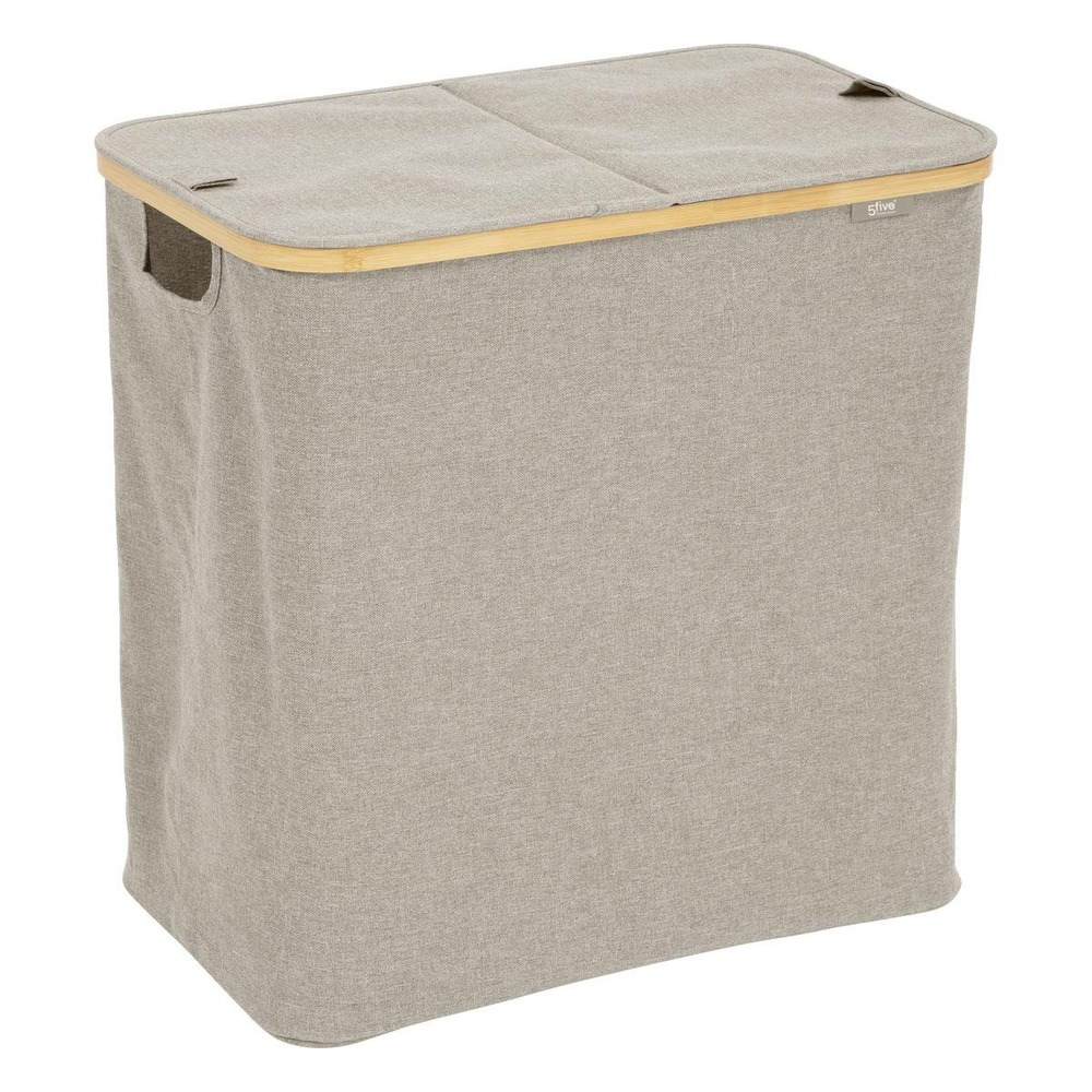 5five - panier à linge tidy box 80l pliable double gris