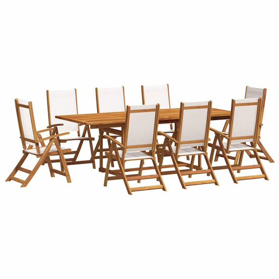 Ensemble à manger de jardin 9pcs bois d'acacia solide textilène