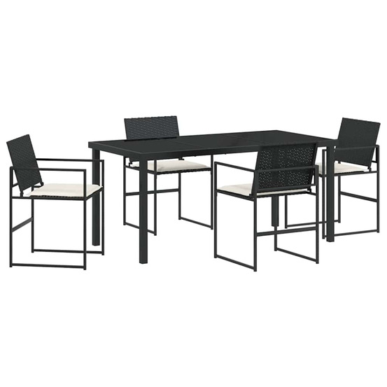 Ensemble de salle à manger pour jardin 5 pcs noir poly rotin