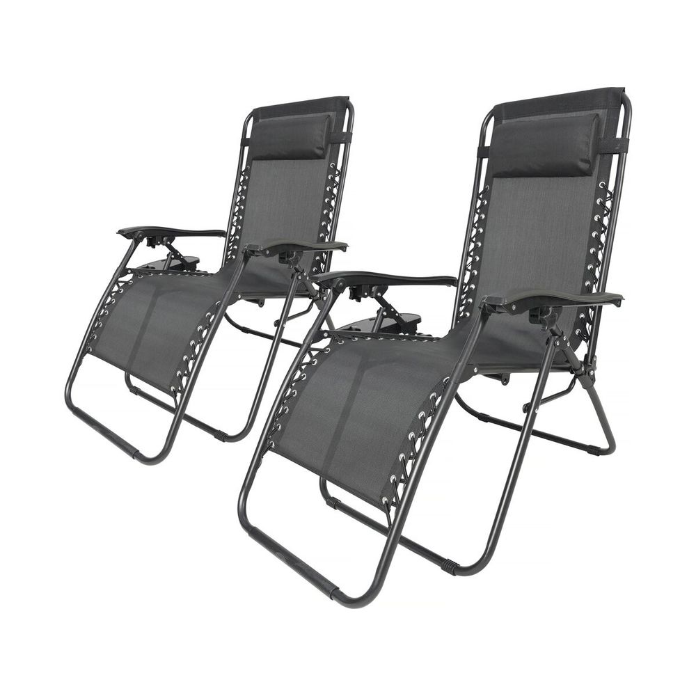 Lot de 2 fauteuils de jardin inclinable zéro gravité 
