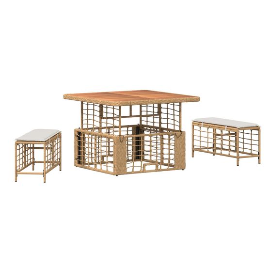 Ensemble de salle à manger pour jardin 3 pc nature et blanc