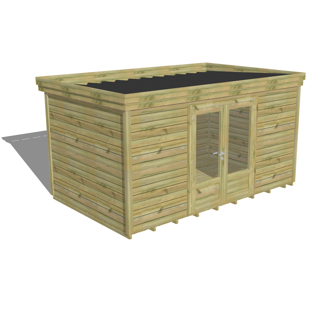 Abri de jardin bois pin traité autoclave 27mm - 4,34x2,64m / 11m2 - bac acier - plancher bois