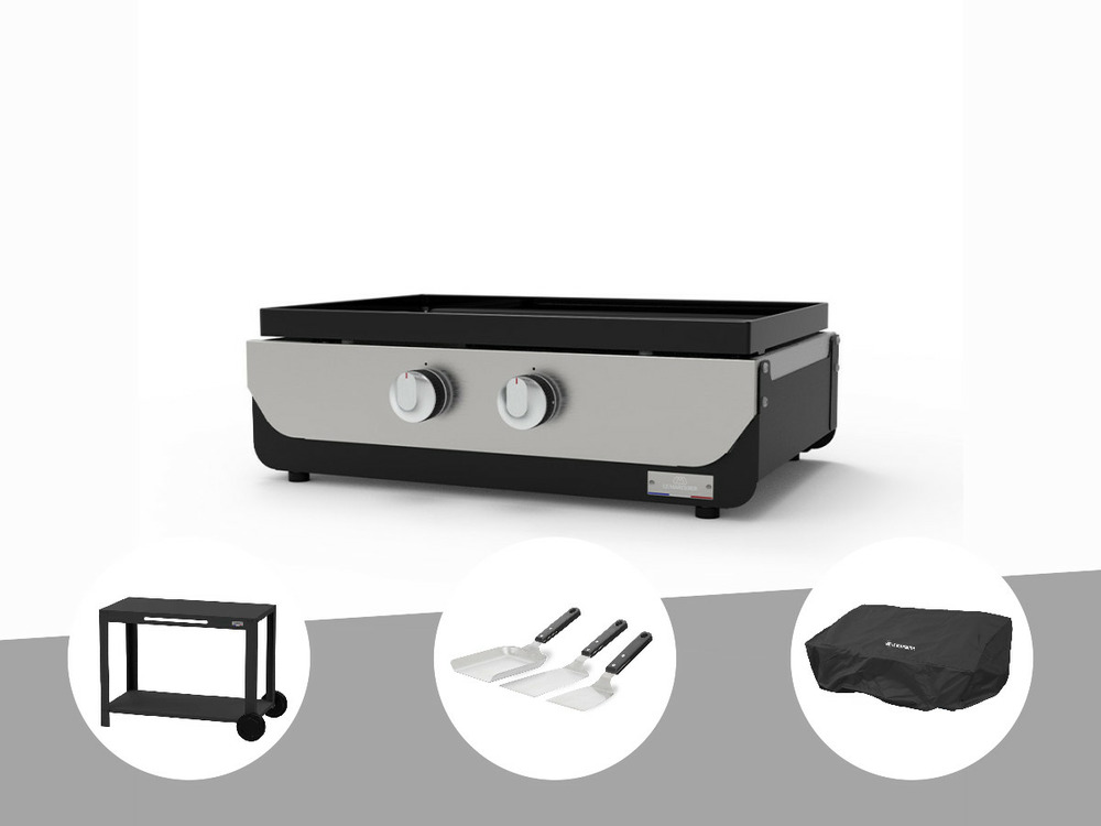 Plancha original gaz 260 duo + desserte + kit 3 spatules + housse de protection