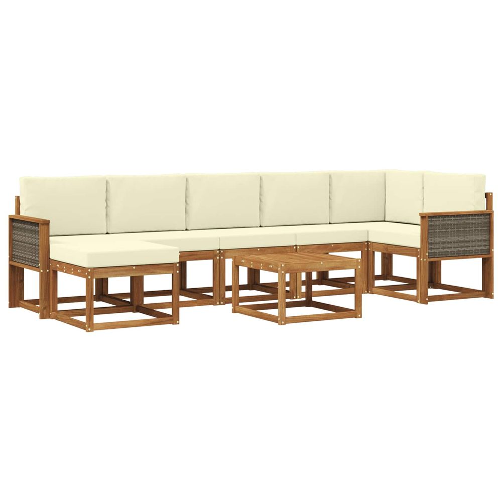 Ensemble de canapés d'extérieur 8 pc naturel et crème polyester