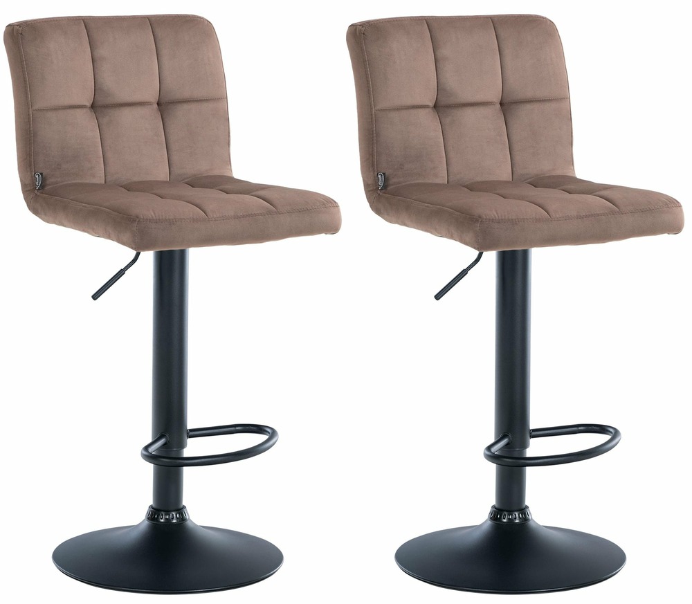 Lot de 2 tabourets de bar peru velours noir