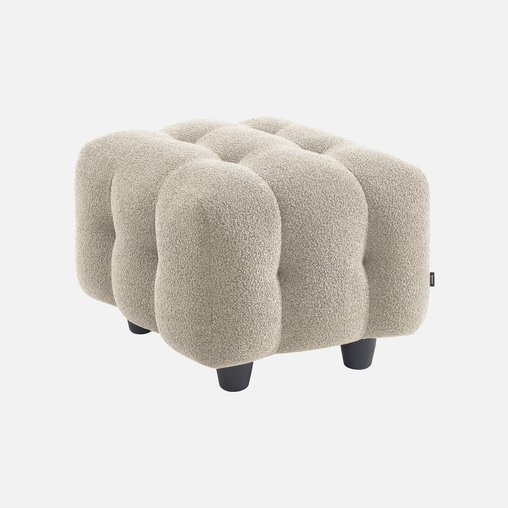 Pouf, module pour canapé, repose-pieds pour canapé 2 places en bouclette texturée l 69 x p 59 x h 48cm - leon