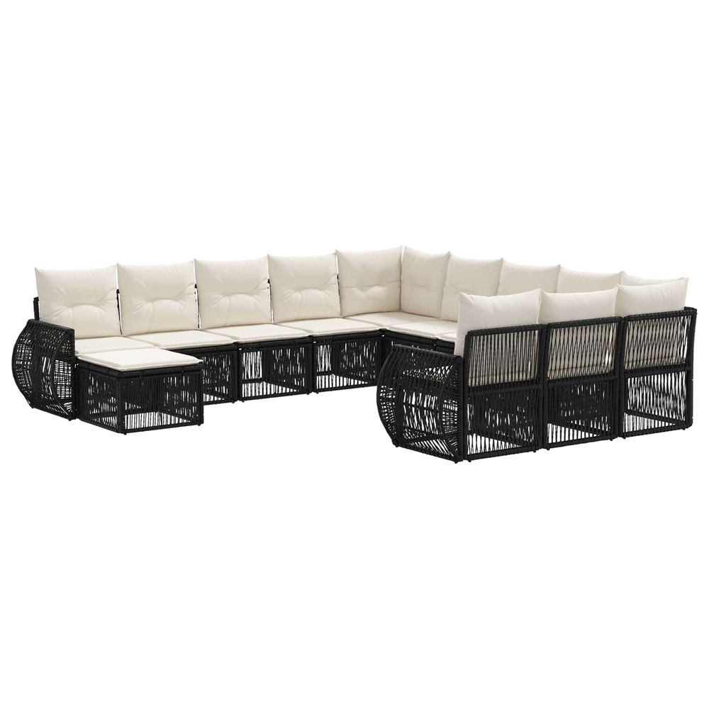 Ensemble de canapé de jardin 12 pc noir polyrotin