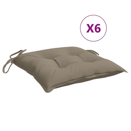Coussins de chaise lot de 6 taupe 50x50x7 cm tissu oxford