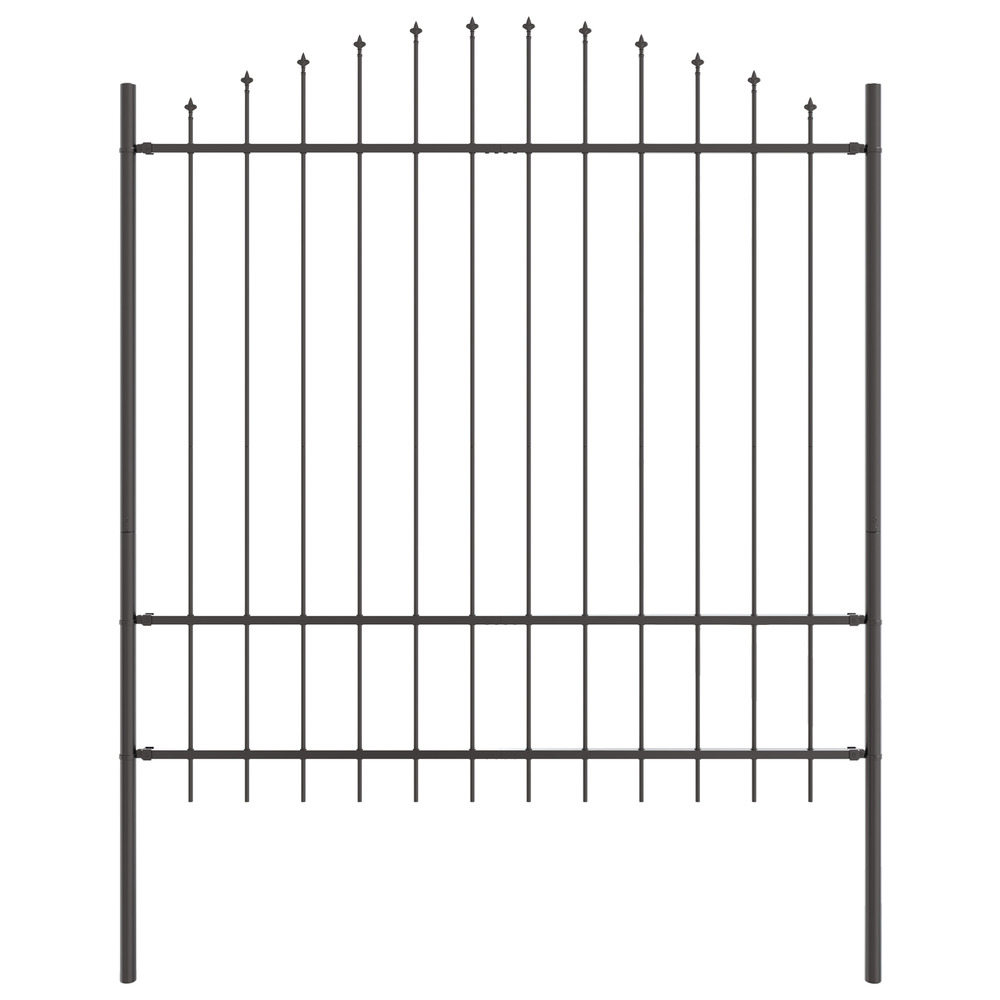 Clôture de jardin avec sommet arrondi gris 1,7x1,75 m en acier