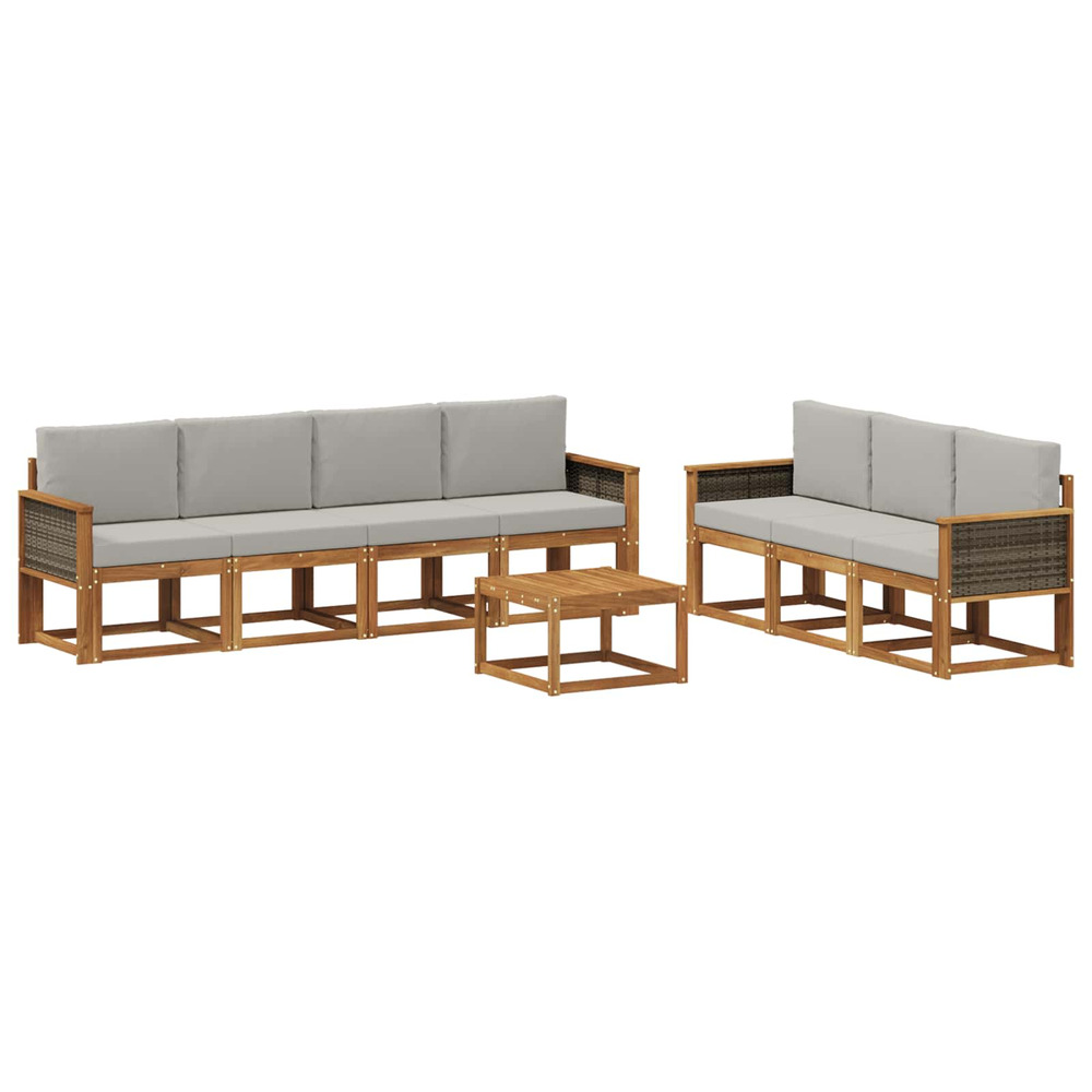Ensemble de canapés d'extérieur 7 pcs naturel et gris clair