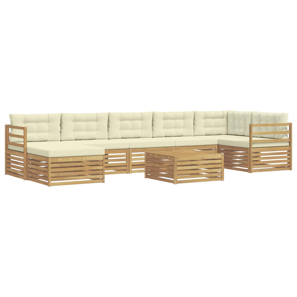 Ensemble de canapés d'extérieur 8 pcs blanc et crème polyester