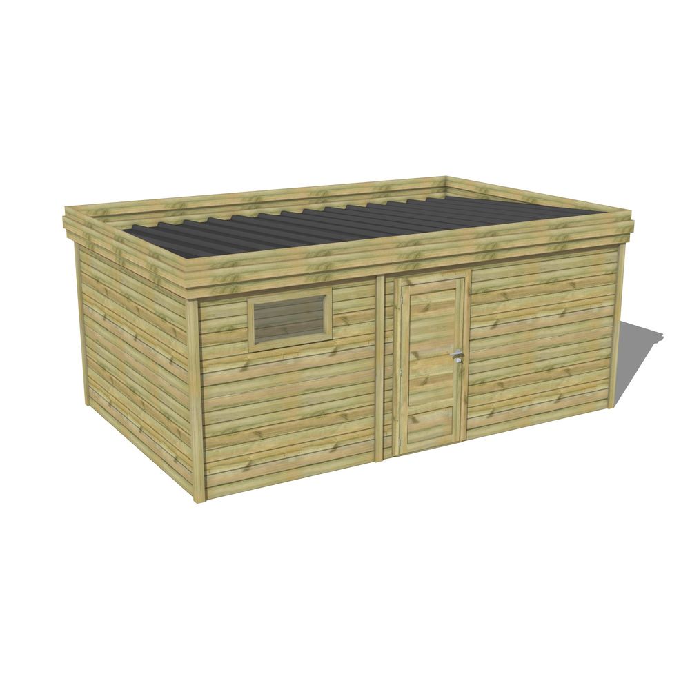 Abri de jardin bois pin traité autoclave 27mm - 5,495x3,44m / 19m2 - bac acier - abri français