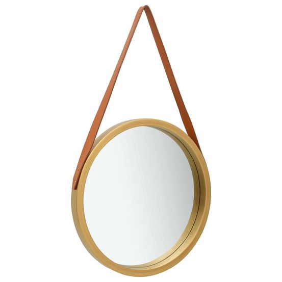 Miroir mural avec sangle 50 cm doré