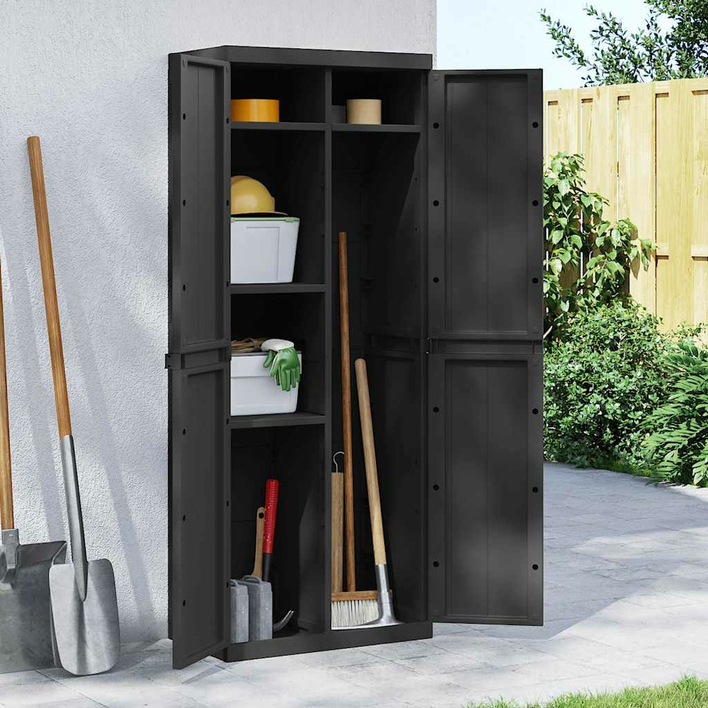 Armoire de rangement d'extérieur noir 65x37x165 cm pp