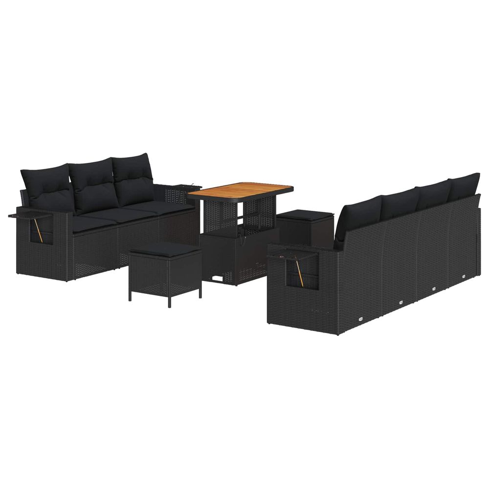 Ensemble de canapé de jardin 10 pc noir polyrotin