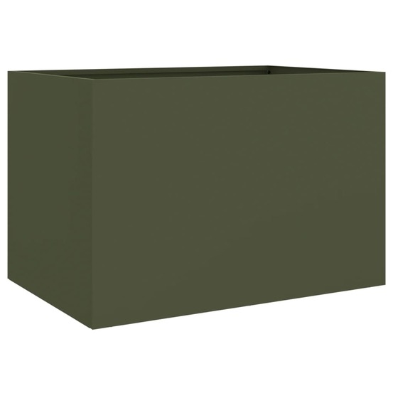 Jardinière bac lit surélevé plantes fleurs terrasse jardin olive 62 x 40 x 39 cm acier vert
