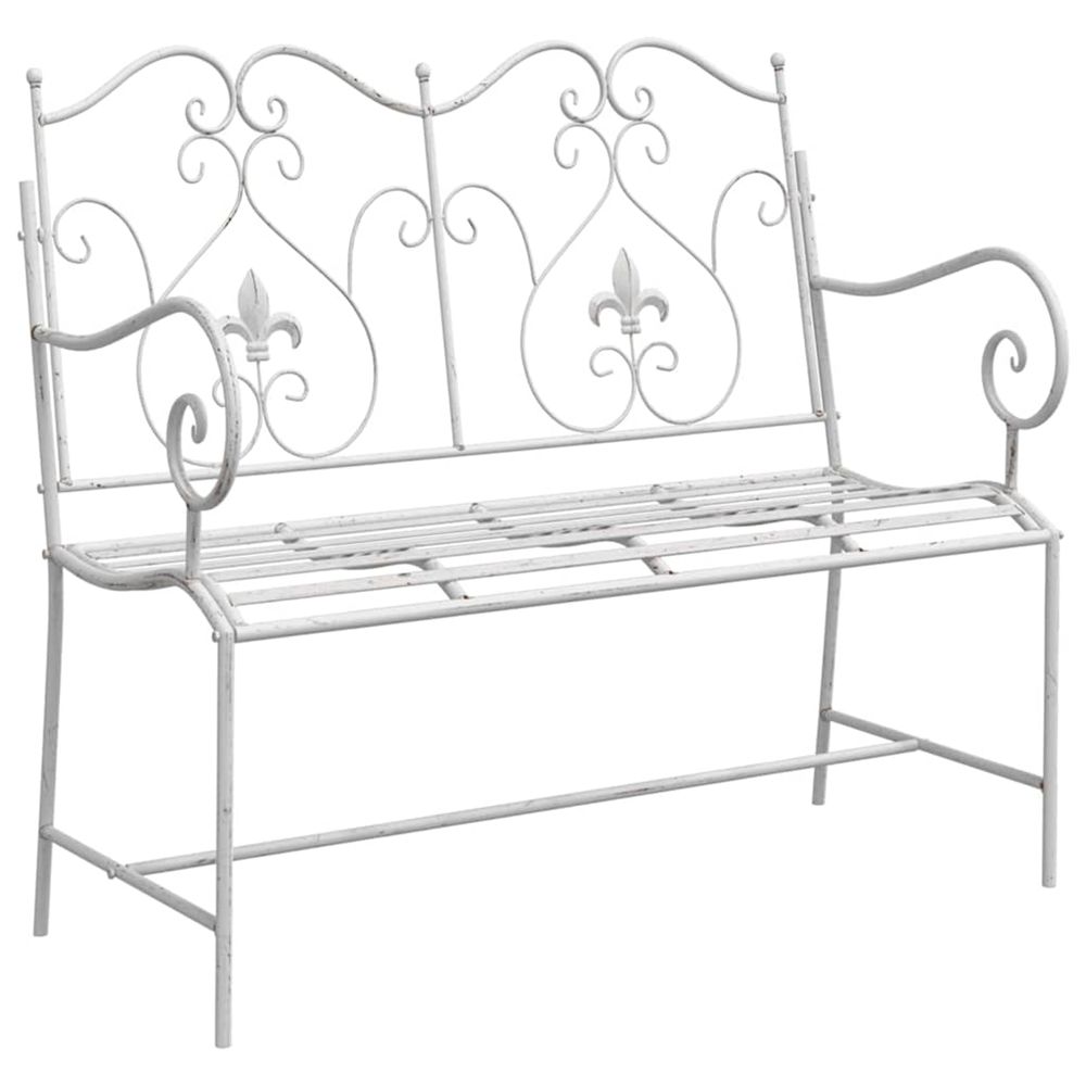 Banc de jardin 2 -seater 104 x 54 x 93 cm acier blanc antique