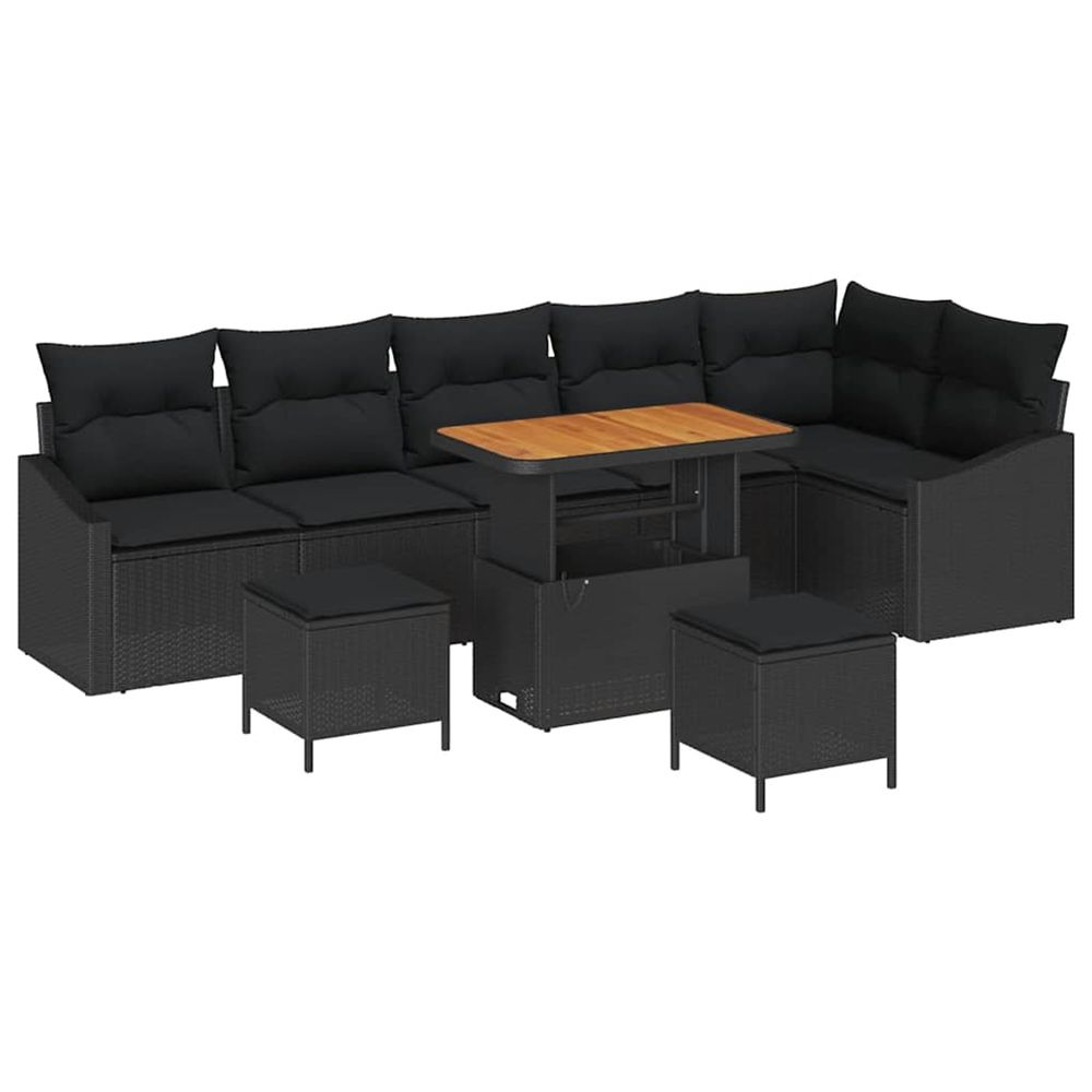 Ensemble de canapé de jardin 9 pc noir polyrotin