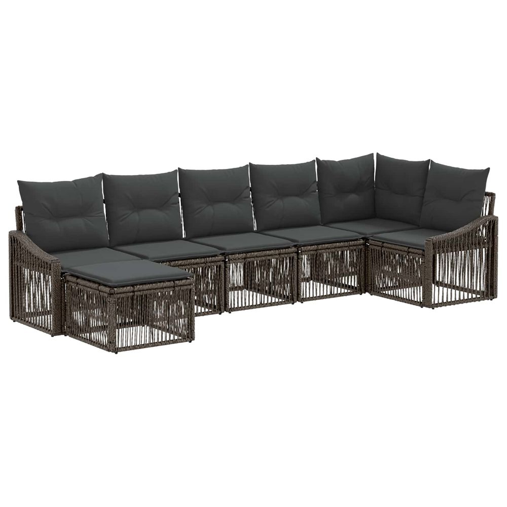 Ensemble de canapé de jardin 7 pc gris polyrotin