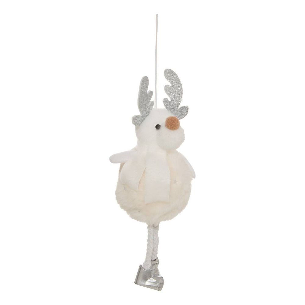 Suspension de sapin personnage à fourrure blanche en textile 16 cm