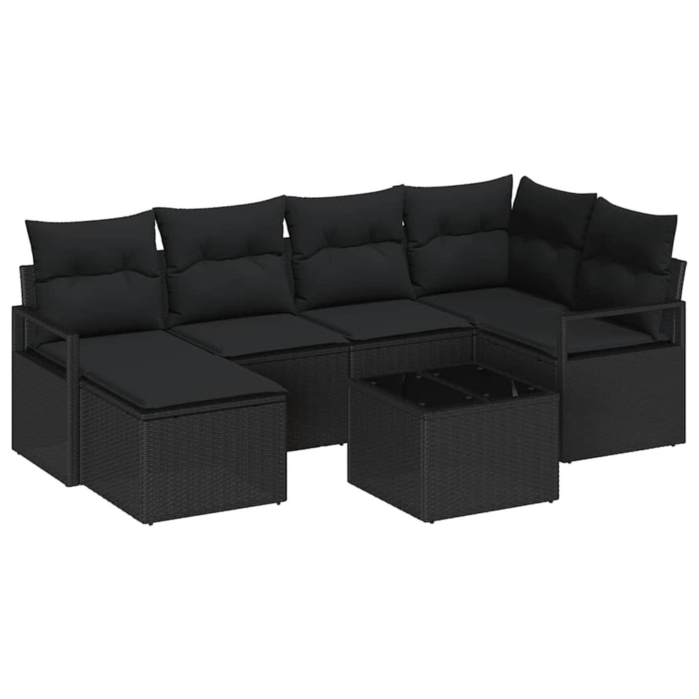 Ensemble de canapé de jardin avec coussin 7 pcs noir